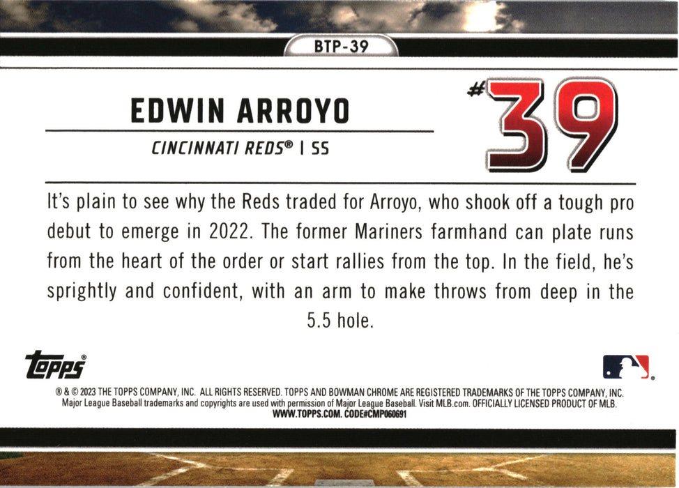 2023 Bowman #BTP-39 Edwin Arroyo Bowman Scouts Top 100