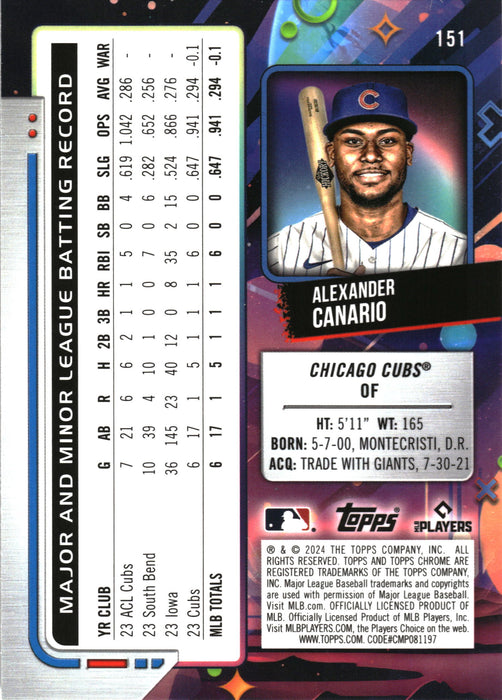 2024 Topps Chrome Cosmic #151 Alexander Canario