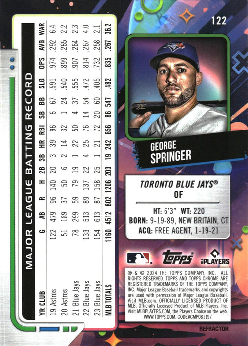 2024 Topps Chrome Cosmic #122 George Springer Refractors