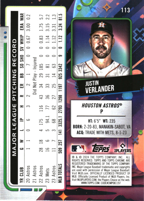 2024 Topps Chrome Cosmic #113 Justin Verlander