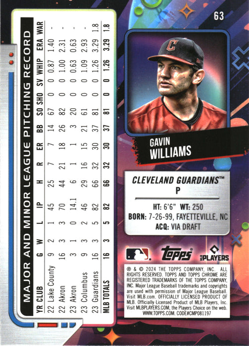 2024 Topps Chrome Cosmic #63 Gavin Williams