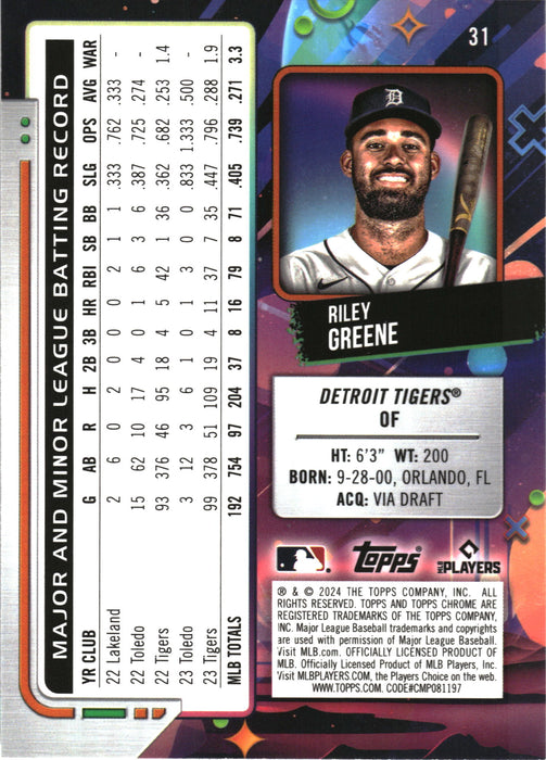 2024 Topps Chrome Cosmic #31 Riley Greene