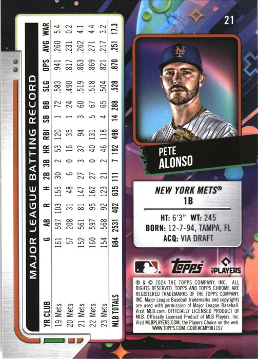 2024 Topps Chrome Cosmic #21 Pete Alonso