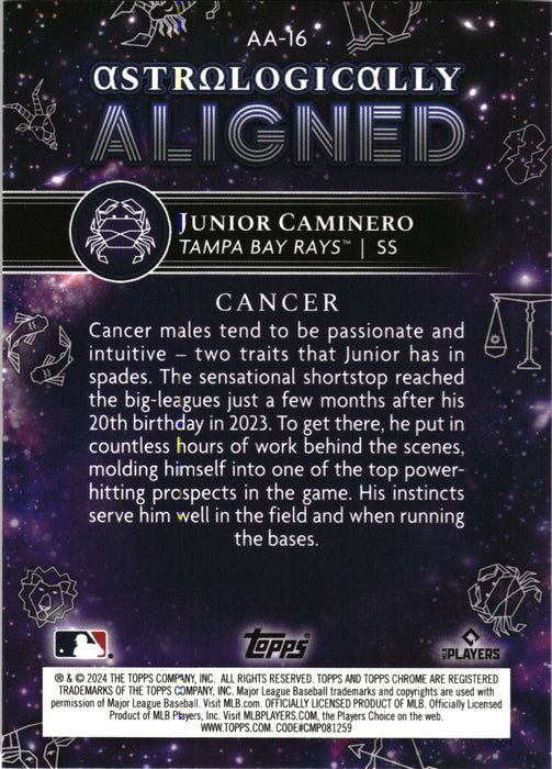 2024 Topps Chrome Cosmic #AA-16 Junior Caminero Astrologically Aligned