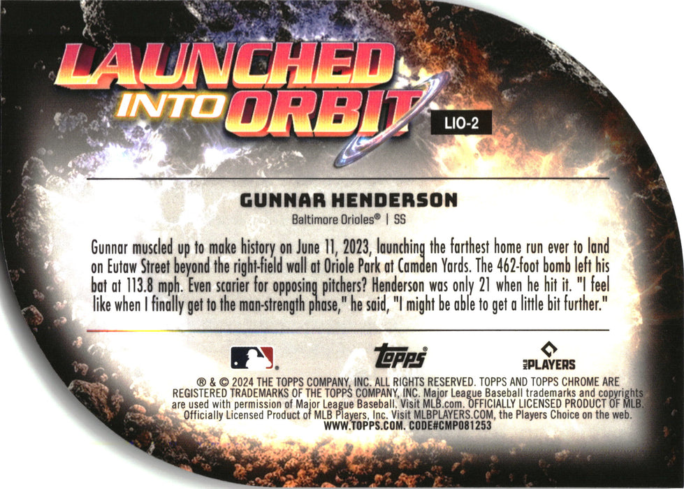 2024 Topps Chrome Cosmic #LIO-2 Gunnar Henderson Launched into Orbit