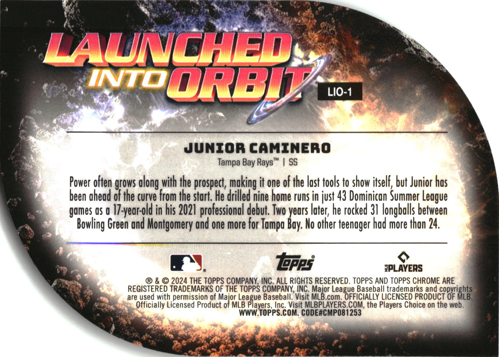 2024 Topps Chrome Cosmic #LIO-1 Junior Caminero Launched into Orbit