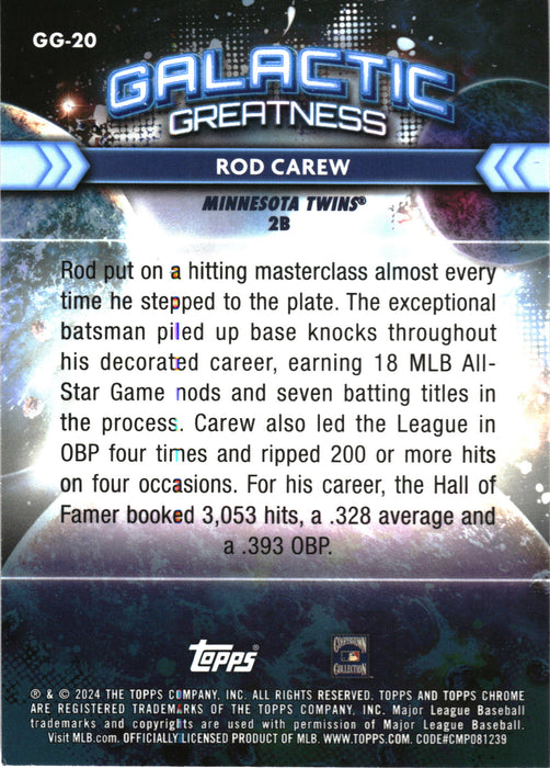 2024 Topps Chrome Cosmic #GG-20 Rod Carew Galactic Greatness