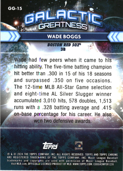 2024 Topps Chrome Cosmic #GG-15 Wade Boggs Galactic Greatness