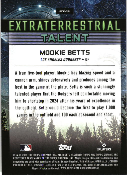 2024 Topps Chrome Cosmic #ET-12 Mookie Betts Extraterrestrial Talent