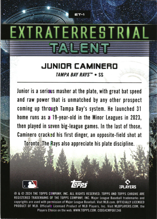 2024 Topps Chrome Cosmic #ET-1 Junior Caminero Extraterrestrial Talent