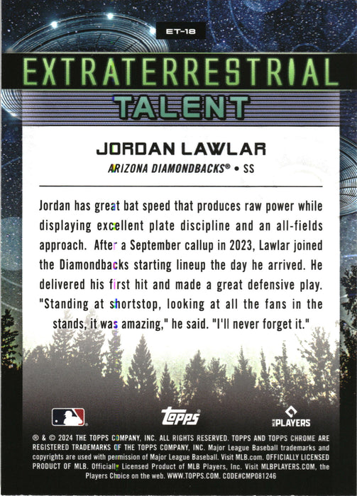 2024 Topps Chrome Cosmic #ET-18 Jordan Lawlar Extraterrestrial Talent