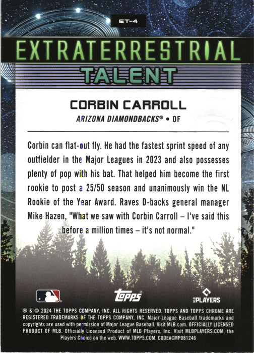 2024 Topps Chrome Cosmic #ET-4 Corbin Carroll Extraterrestrial Talent