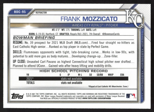 2021 Bowman Draft #BDC-95 Frank Mozzicato Chrome Refractor