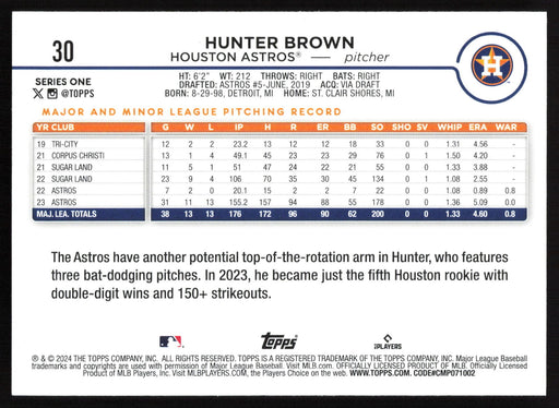 2024 Topps #30 Hunter Brown Gold Foil