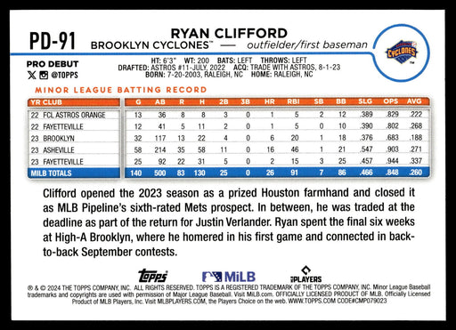 2024 Topps Pro Debut #PD-91 Ryan Clifford