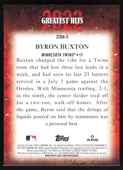 2023 Topps #22GH-5 Byron Buxton 2022 Greatest Hits