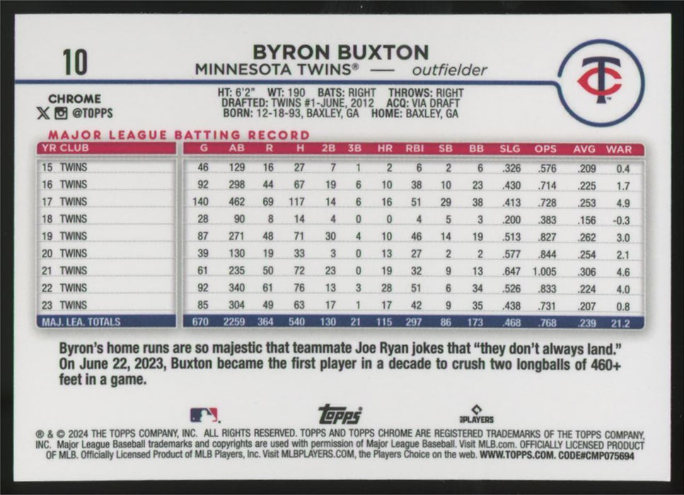 2024 Topps Chrome #10 Byron Buxton