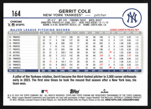 2024 Topps Chrome #164 Gerrit Cole