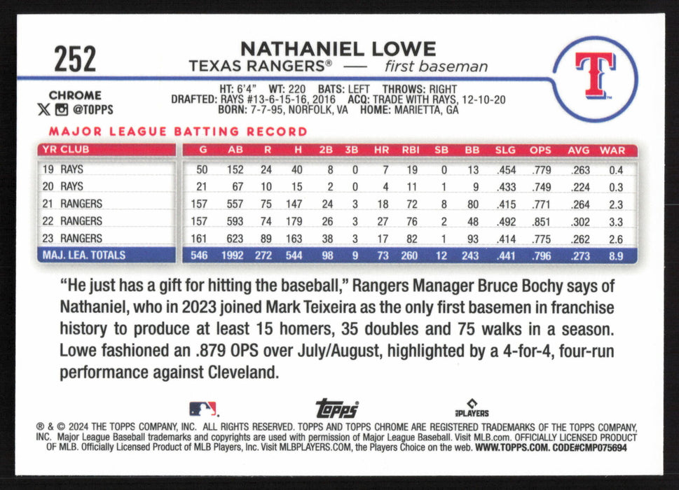 2024 Topps Chrome #252 Nathaniel Lowe