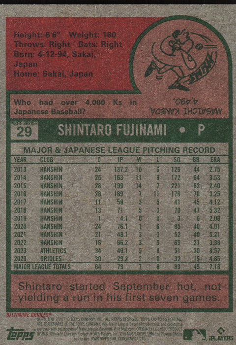 2024 Topps Heritage #29 Shintaro Fujinami White Border