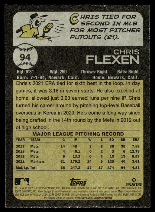 2022 Topps Heritage #94 Chris Flexen