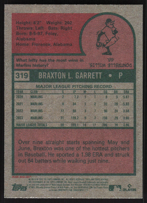 2024 Topps Heritage #319 Braxton Garrett