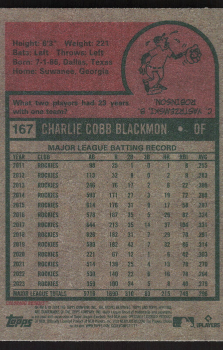 2024 Topps Heritage #167 Charlie Blackmon Base