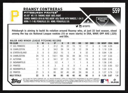 2023 Topps #559 Roansy Contreras Gold Foil