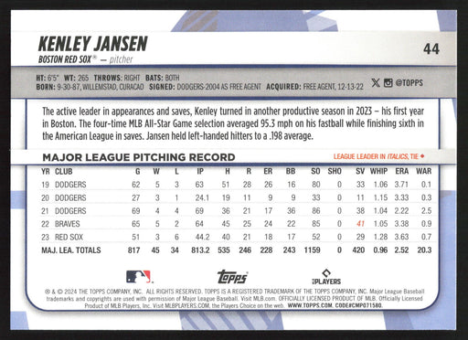 2024 Topps Big League #44 Kenley Jansen