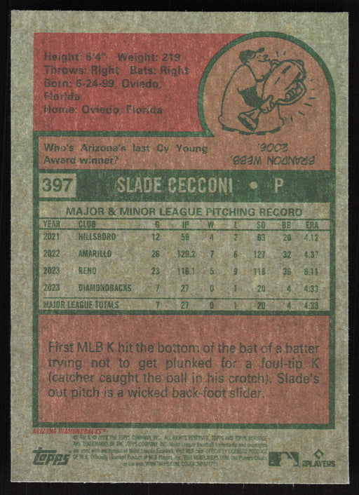 2024 Topps Heritage #397 Slade Cecconi Chrome Purple Refractor