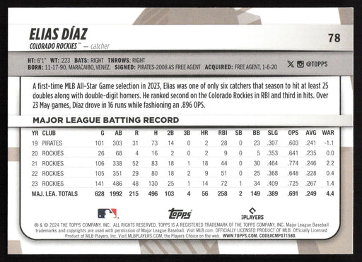 2024 Topps Big League #78 Elias Díaz