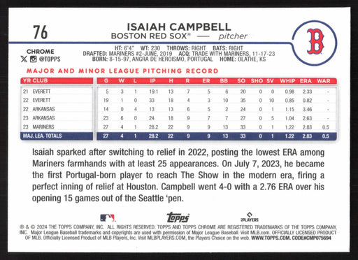 2024 Topps Chrome #76 Isaiah Campbell