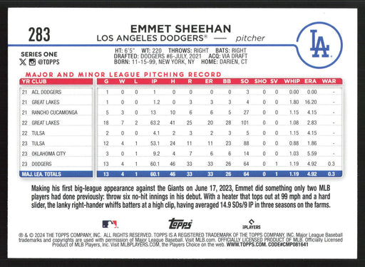 2024 Topps #283 Emmet Sheehan Holiday