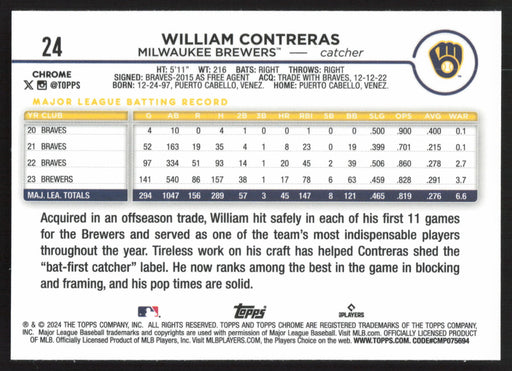 2024 Topps Chrome #24 William Contreras Prism Refractor