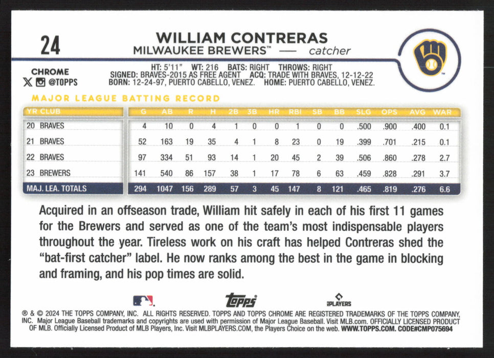 2024 Topps Chrome #24 William Contreras Prism Refractor