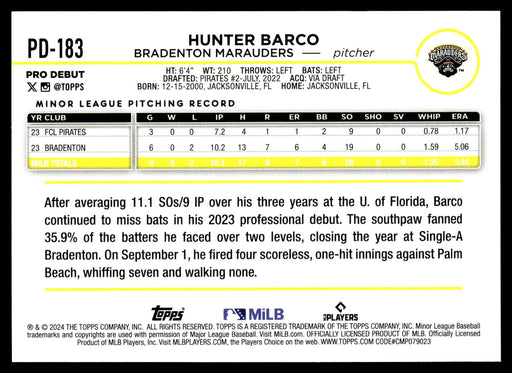 2024 Topps Pro Debut #PD-183 Hunter Barco