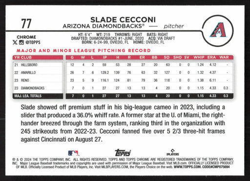 2024 Topps Chrome #77 Slade Cecconi