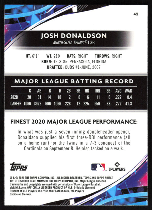 2021 Finest #49 Josh Donaldson