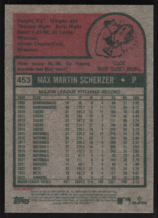 2024 Topps Heritage #453 Max Scherzer Base