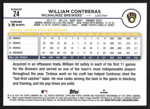 2024 Topps Chrome #24 William Contreras Refractor