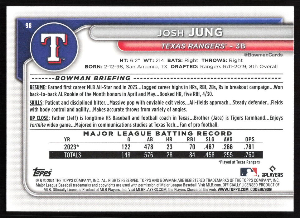 2024 Bowman #98 Josh Jung