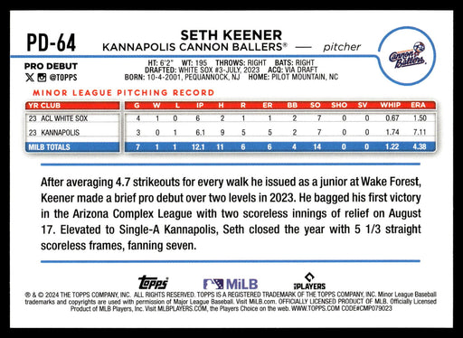 2024 Topps Pro Debut #PD-64 Seth Keener