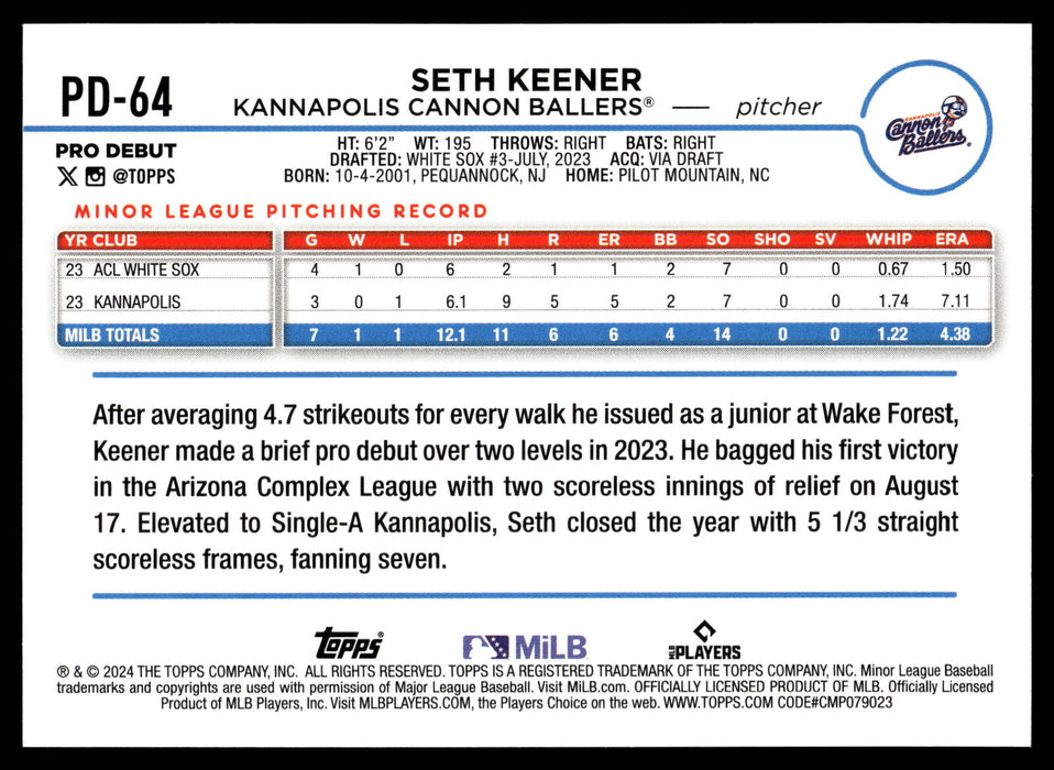 2024 Topps Pro Debut #PD-64 Seth Keener