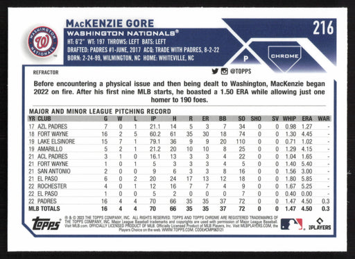 2023 Topps Chrome #216 MacKenzie Gore Refractor