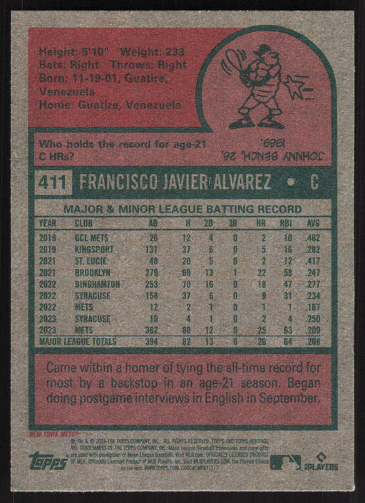 2024 Topps Heritage #411 Francisco Alvarez Base