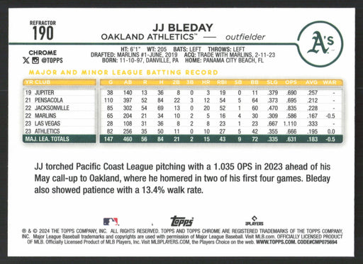 2024 Topps Chrome #190 JJ Bleday Refractor