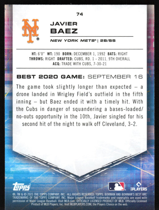 2021 Bowman's Best #74 Javier Baez