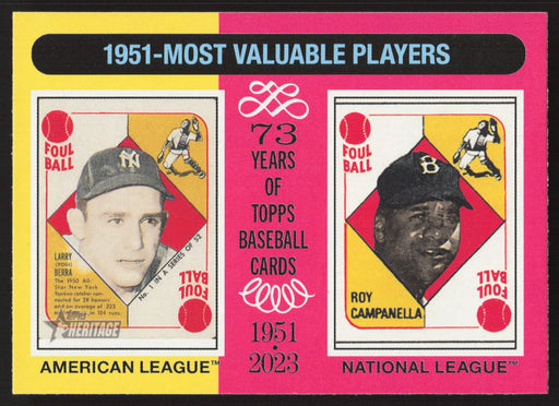 2024 Topps Heritage #189 1951 MVPs (Yogi Berra / Roy Campanella)