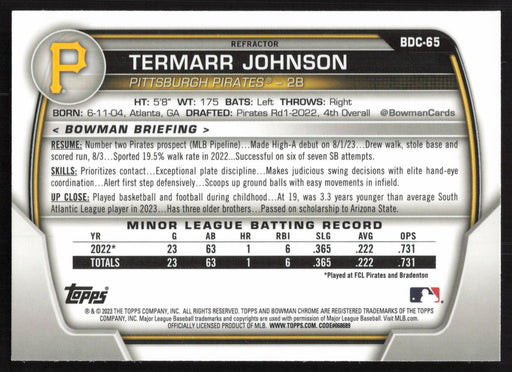 2023 Bowman Draft #BDC-65 Termarr Johnson Chrome Refractor