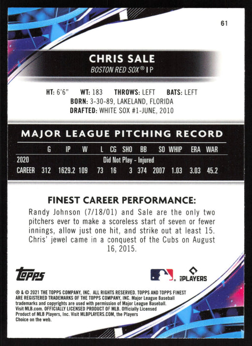 2021 Finest #61 Chris Sale